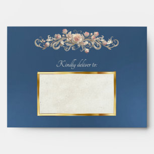 Roses & Heart Envelope - Blue