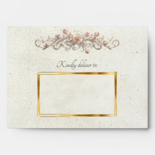Roses & Heart Envelope - Cream