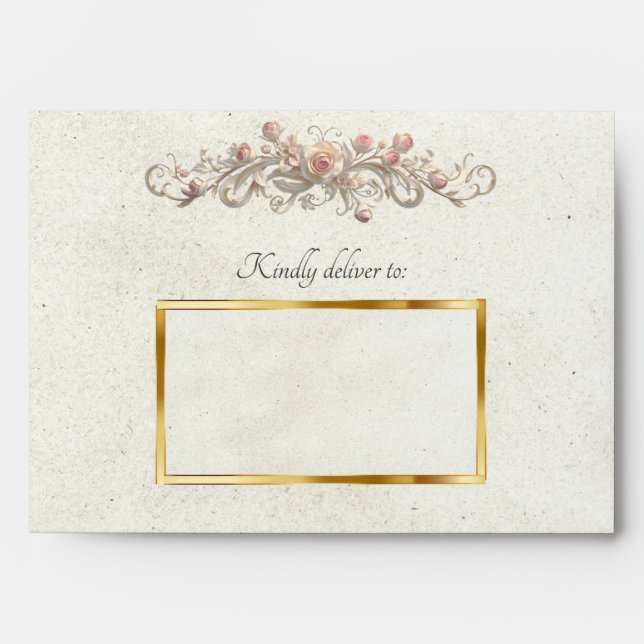 Roses & Heart Envelope - Cream (Front)