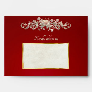 Roses & Heart Envelope - Red