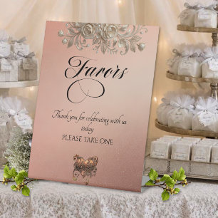Roses & Heart Favours - Rose Gold Pedestal Sign