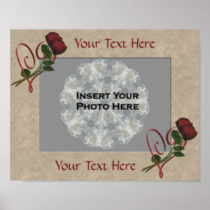 Roses Heart Frame Add Your Photo Poster Print