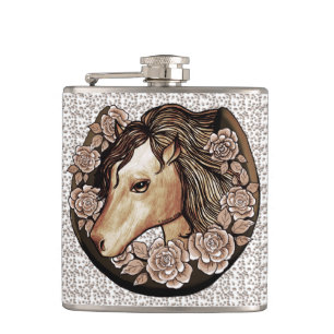 Roses Horse  Flask 