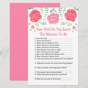 Roses How well do you know baby shower game