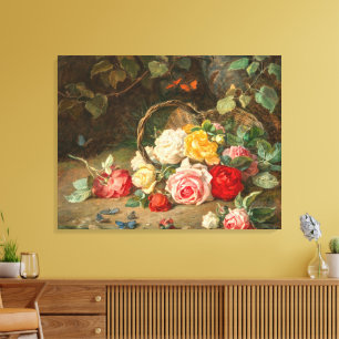 Roses in a Basket – Josef Neugebauer Canvas Print