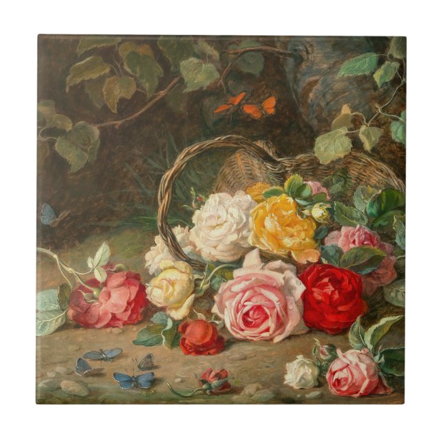 Roses in a Basket – Josef Neugebauer Tile (Front)