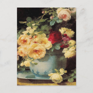 Roses in a Blue Bowl Postcard