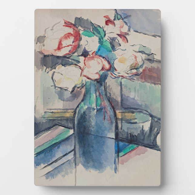 Roses in a Bottle by Paul Cezanne Plaque (Front)