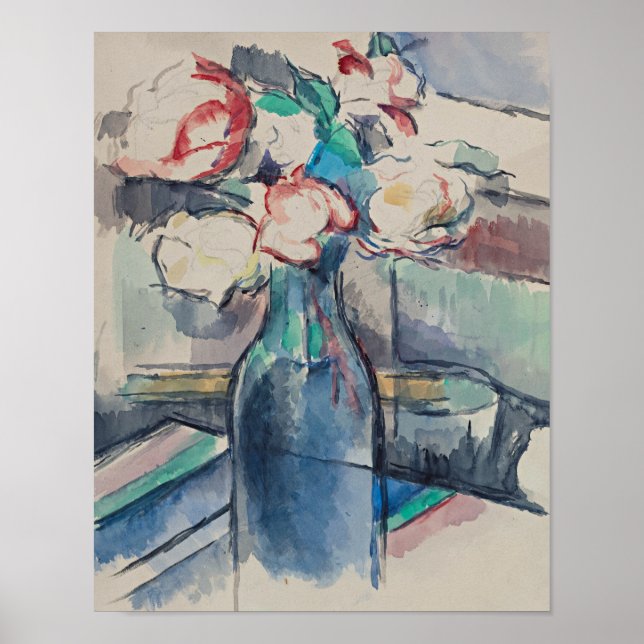 Roses in a Bottle by Paul Cezanne Poster (Front)