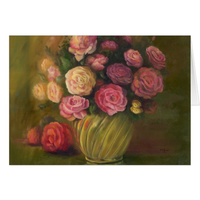 "Roses in a Brass Bowl" (Front Horizontal)