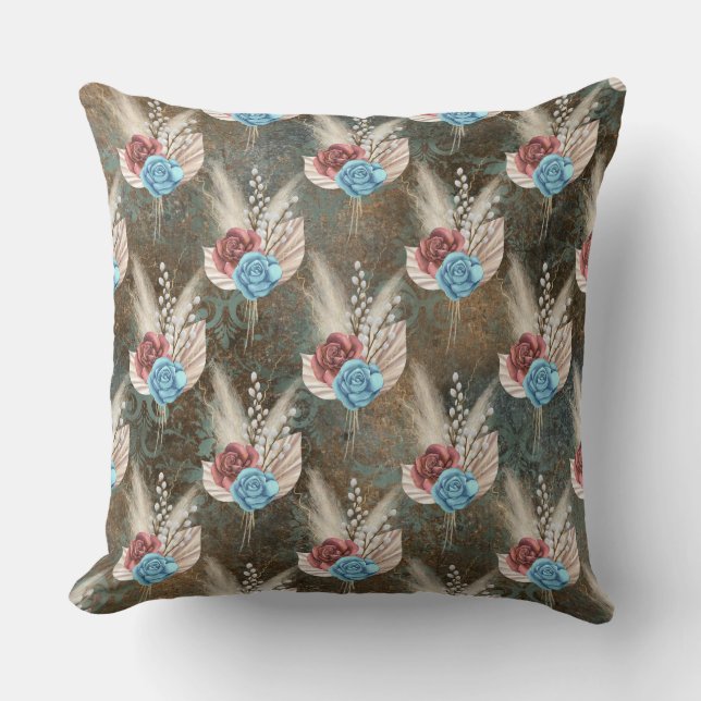 Roses in a Fleur De Lis Background Cushion (Front)