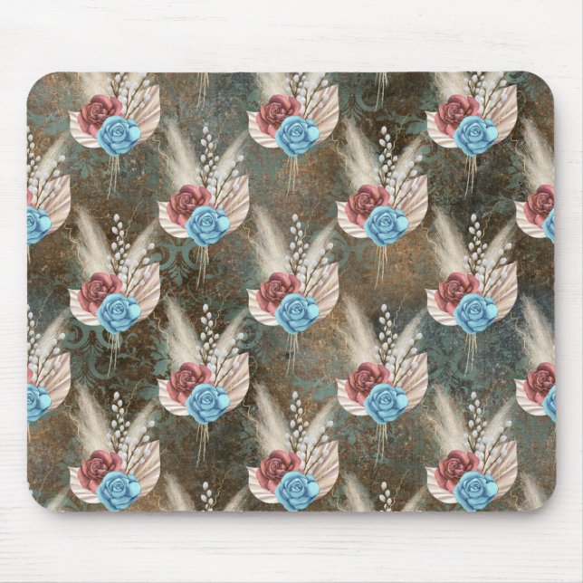 Roses in a Fleur De Lis Background Mouse Pad (Front)