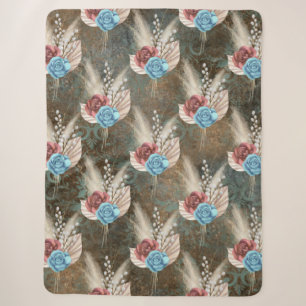 Roses in a Fleur De Lis Background Sherpa Blanket