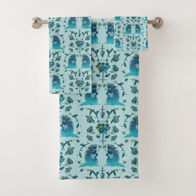 Roses In a Rough Patch Aqua Bath Towel Set (Insitu)