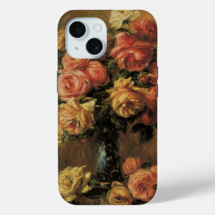Roses in a Vase by Pierre Renoir, Vintage Fine Art iPhone 15 Case