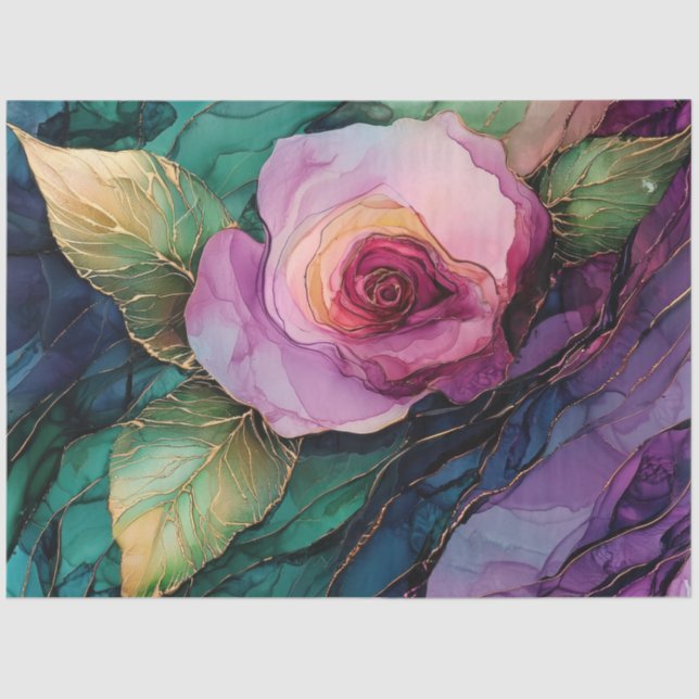 Roses in Alcohol Ink Series Design #19 Tissue Paper (Front)