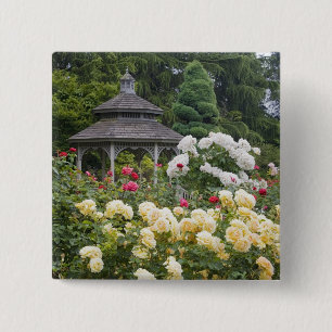 Roses in bloom and Gazebo Rose Garden at the 15 Cm Square Badge
