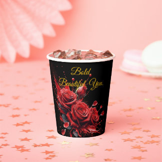 Roses in Bloom - Elegant Birthday Paper Cups