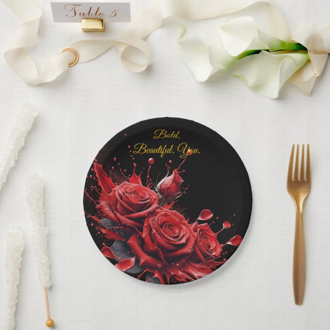 Roses in Bloom - Elegant Birthday Paper Plate (Wedding)