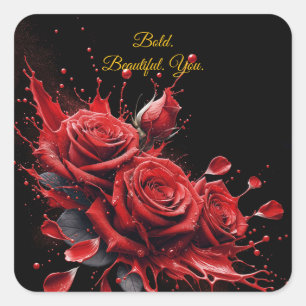 Roses in Bloom - Elegant Birthday Square Sticker