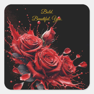 Roses in Bloom - Elegant Birthday Square Sticker