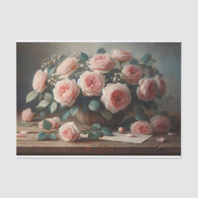 Roses in Blush Pink Decoupage Tissue Paper (Front)