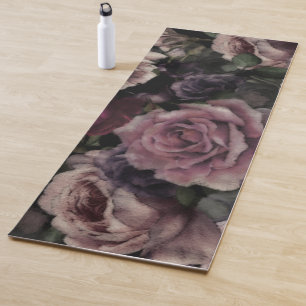 Roses In Burgundy And Pink Vintage Botanical  Yoga Mat