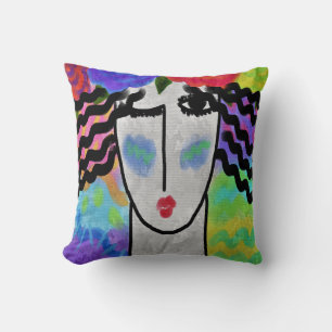 Roses in Her Hair Abstract Art Cushion