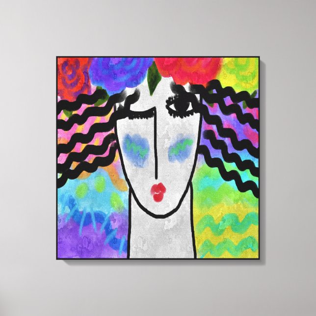 Roses in Her Hair Abstract Digital Painting Canvas Print (Front)