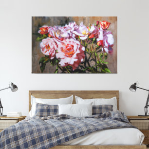 Roses in Pavlovsk – Elegant Oil Painting of Pink Canvas Print