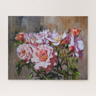 Roses in Pavlovsk – Elegant Oil Painting of Pink Jigsaw Puzzle