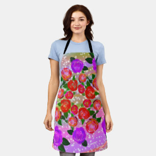 Roses in Purple, Pink and Sparkles Apron