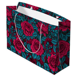 Roses in red and blue large gift bag