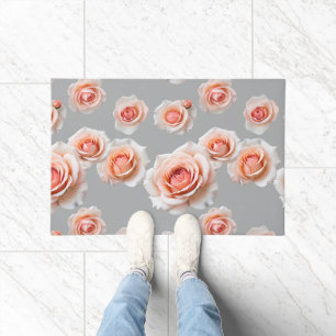 Roses In Shades Of Peach And Coral Scattered Doormat