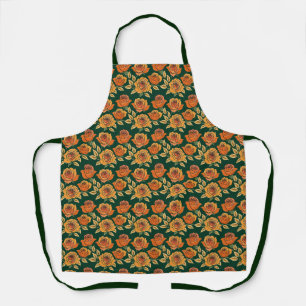 Roses In Various Shades Of Orange And Yellow Apron