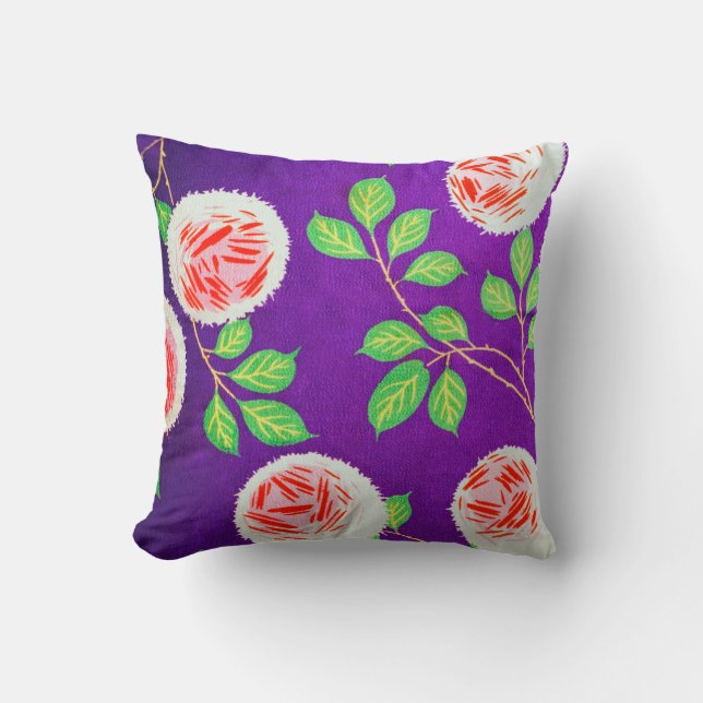 Roses, Japanese Vintage Design Cushion (Front)