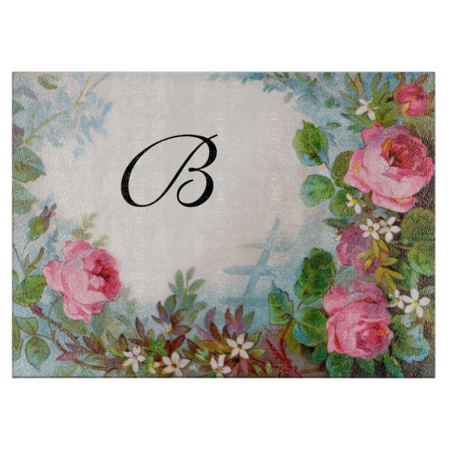 ROSES & JASMINES MONOGRAM CUTTING BOARD (Front)