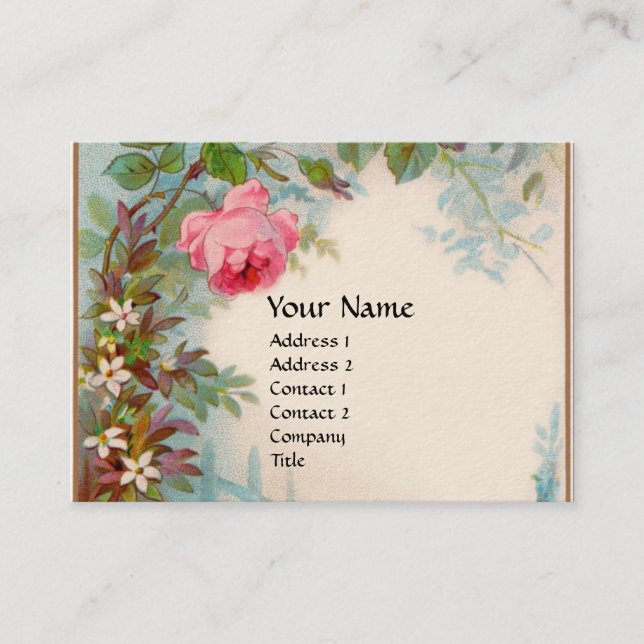 ROSES & JASMINES MONOGRAM GEM blue cream Business Card (Front)