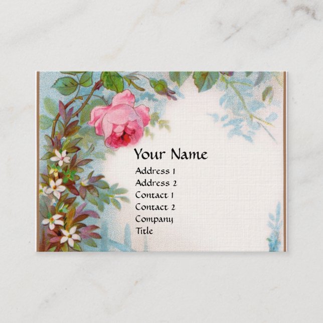 ROSES & JASMINES MONOGRAM GEM red linen Business Card (Front)