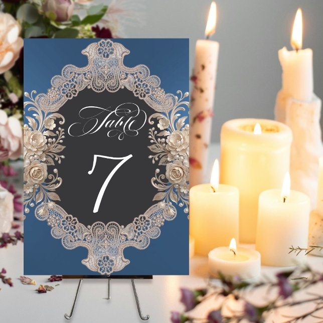 Roses & Lace - Blue Table Number (Creator Uploaded)
