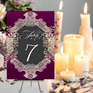 Roses & Lace - Plum Table Number