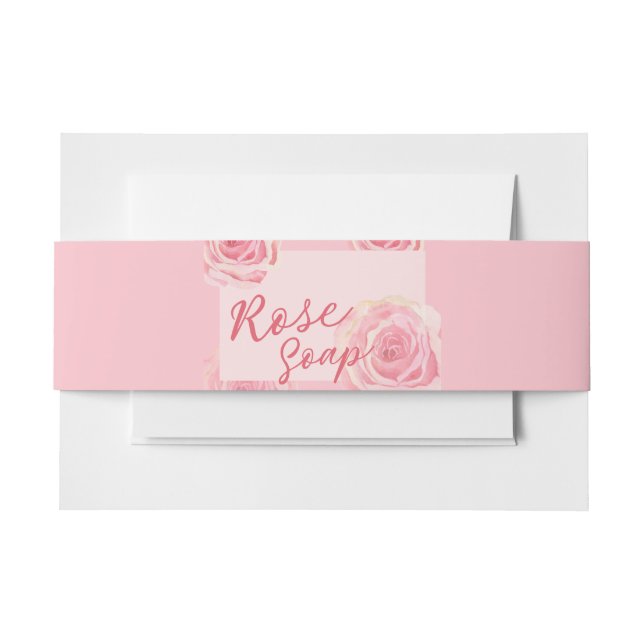 Roses Leaves Blush Soap Band Wrap Invitation Belly Band (Front Example)