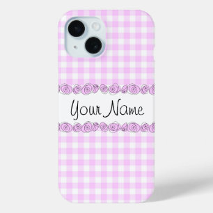 Roses Lilac Check 'Name' iPhone case