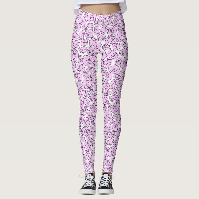 Roses Lilac Leggings (Front)