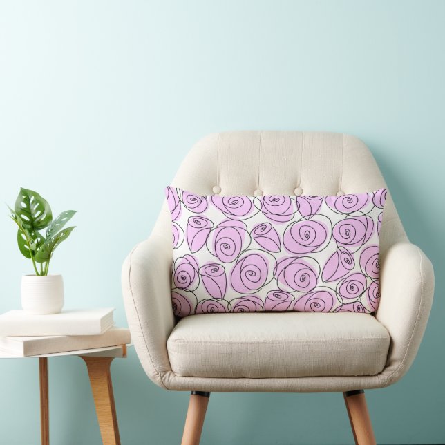 Roses Lilac lumbar striped back Cushion (Chair)