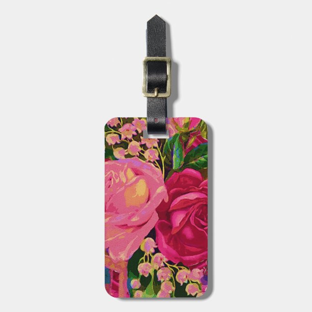 Roses & Lily of the Valley Luggage Tag (Front Vertical)