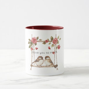 Roses Love Birds on Swing Mug
