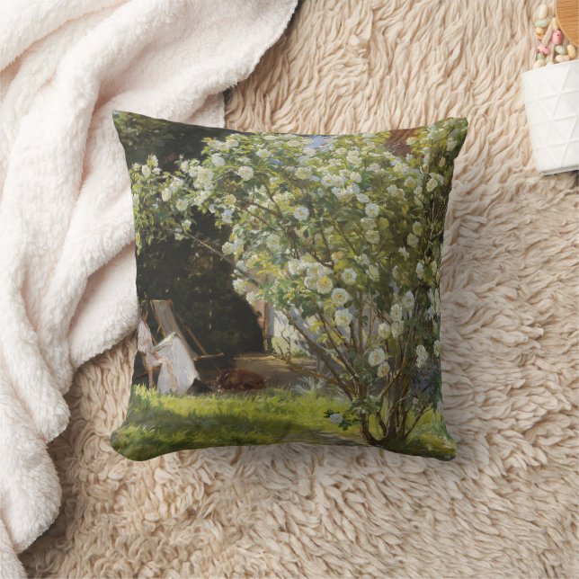 Roses. Marie Krøyer seated in the deckchair Cushion (Blanket)