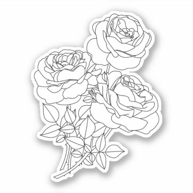 Roses Minimal Line Art Drawing (Front)
