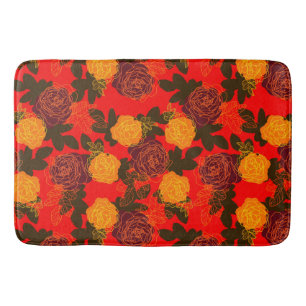 Roses modern bold red  bath mat